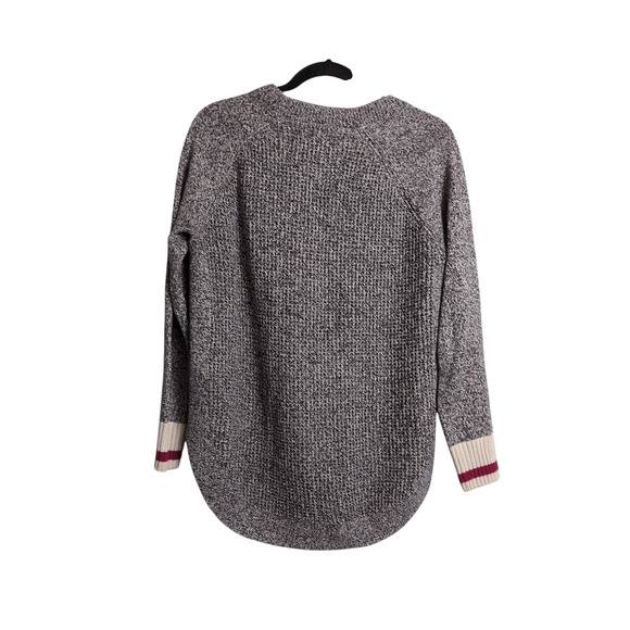 Roots Cabin Gray Marled Cotton Acrylic Knit Pullover Sweater L Cozy Relaxed - Picture 3 of 10